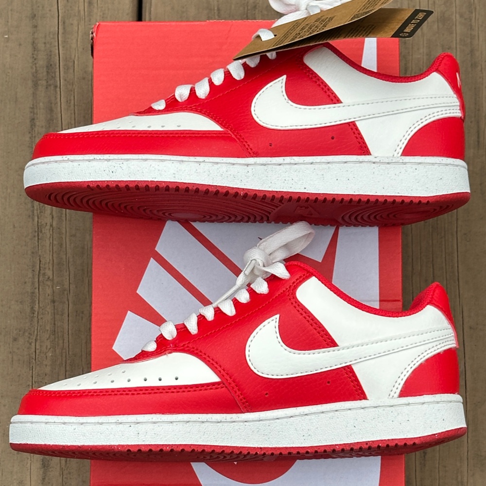 Nike Court Vision Low NN Womens 6.5 Youth 5Y Red Sustainable Casual Sneaker NEW - Picture 7 of 11